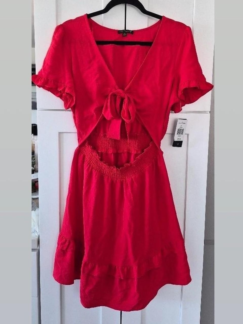 Red dress w/cut out detail & tie up top